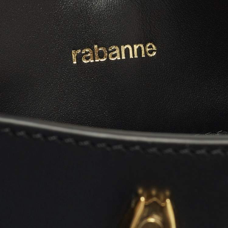 Pre Owned Paco Rabanne Ring Large Black Leather Shoulder Bag