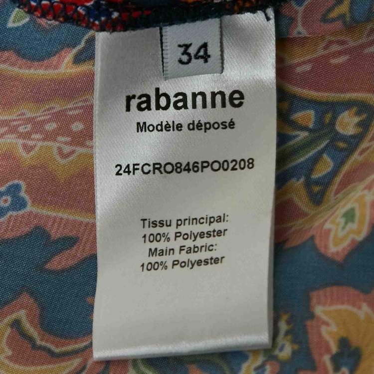 Pre Owned Paco Rabbane Blue/Red Paisley Print Satin Nuisette Maxi Dress S