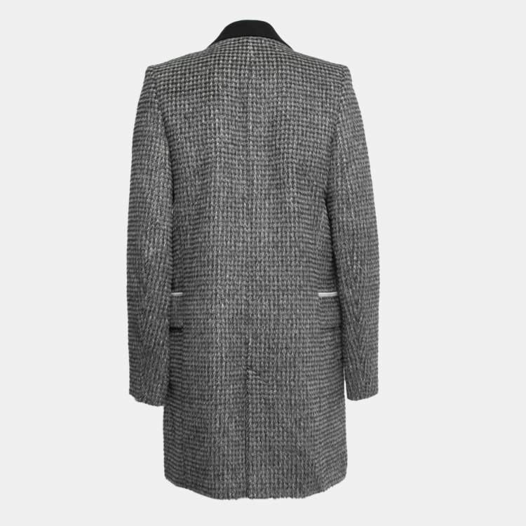 مملوكة مسبقًا Paco Robanne Monochrome Houndstooth Pattern Alpaca Wool Coat M