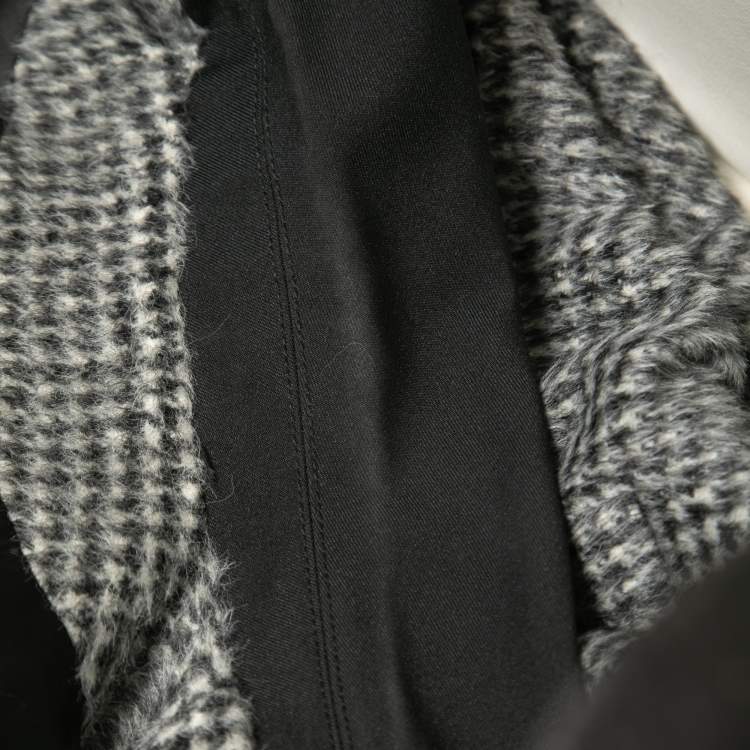 مملوكة مسبقًا Paco Robanne Monochrome Houndstooth Pattern Alpaca Wool Coat M