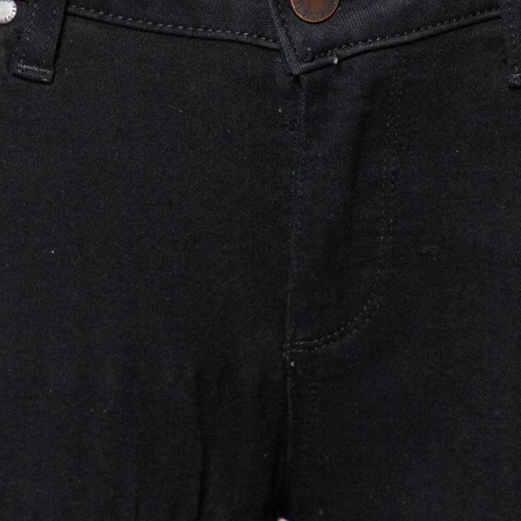 Pre Owned Paige Black Denim Ultra Skinny Distressed Verdugo Jeans M