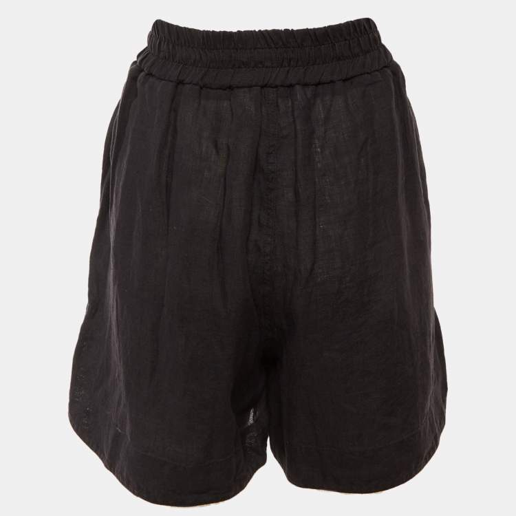 Pre Owned Palm Angels Black Linen Logo Detail Boxer Shorts L