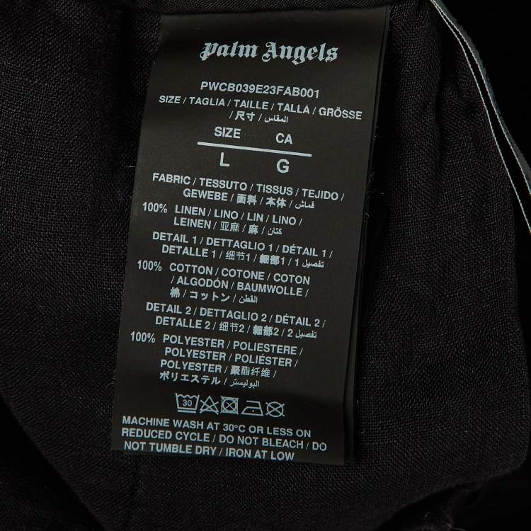 Pre Owned Palm Angels Black Linen Logo Detail Boxer Shorts L