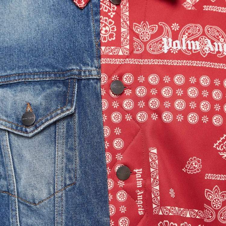 Pre Owned Palm Angels Blue/Red Split Bandana Print Denim Jacket M