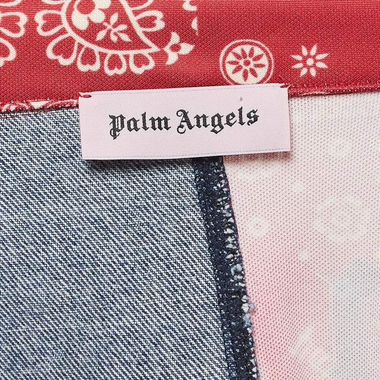 Pre Owned Palm Angels Blue/Red Split Bandana Print Denim Jacket M