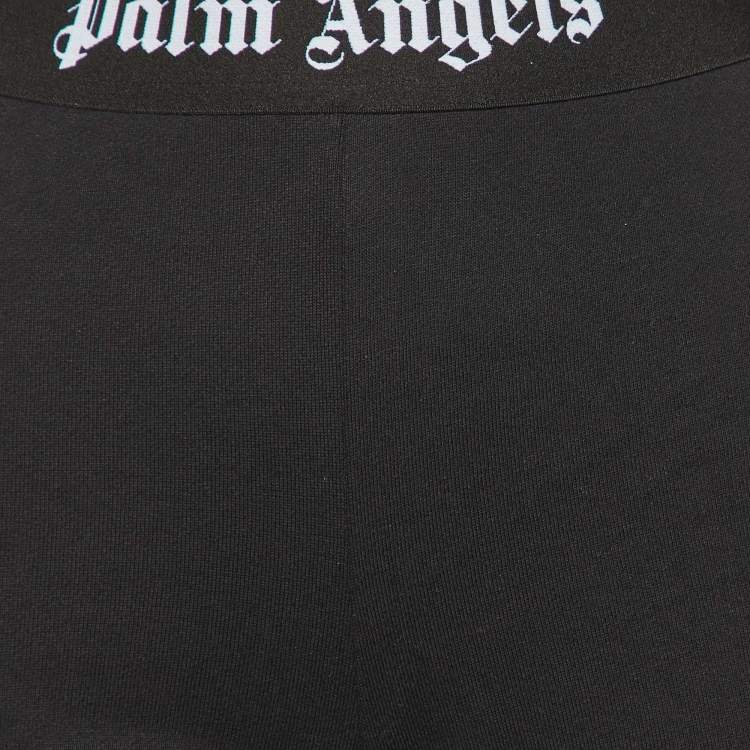 Pre Owned Palm Angels Black Cotton Logo Waist Band Flared Trousers S