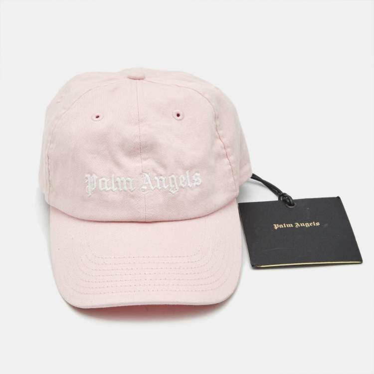 Pre Owned Palm Angels Pink Logo Embroidered Cotton Baseball Cap 