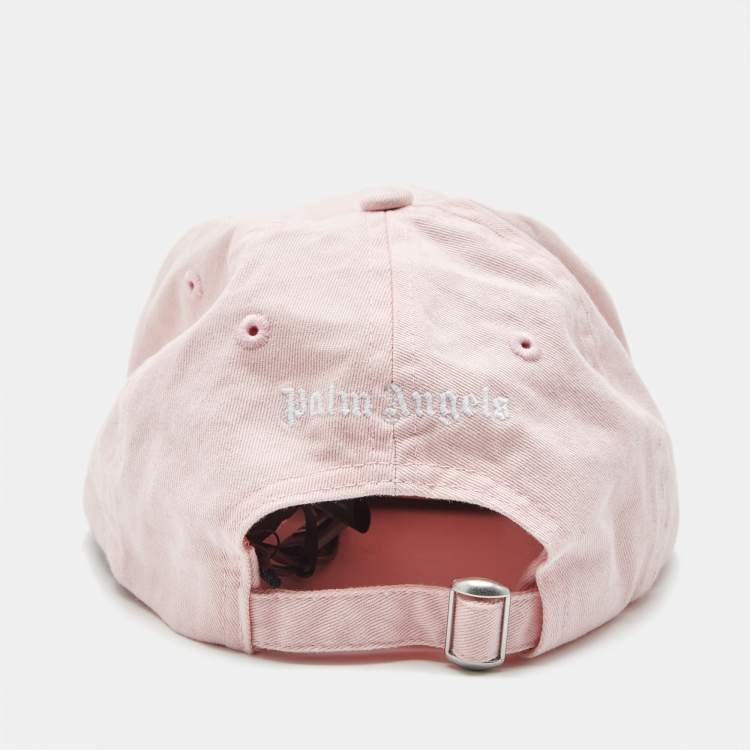 Pre Owned Palm Angels Pink Logo Embroidered Cotton Baseball Cap 