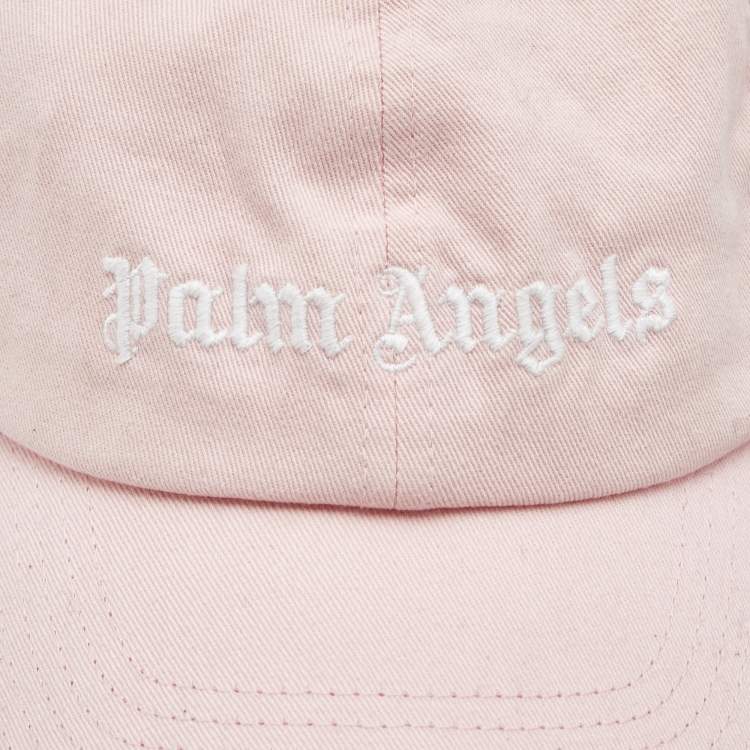 Pre Owned Palm Angels Pink Logo Embroidered Cotton Baseball Cap 