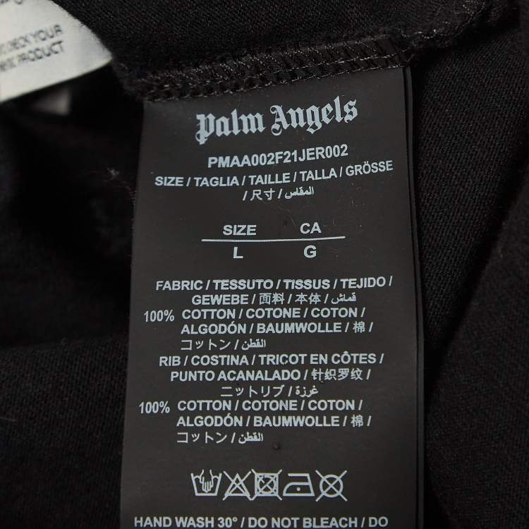Pre Owned Palm Angels Black Logo Print Cotton Oversized T-Shirt L