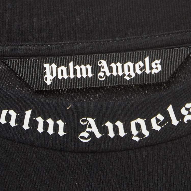 Pre Owned Palm Angels Black Logo Print Cotton Oversized T-Shirt L