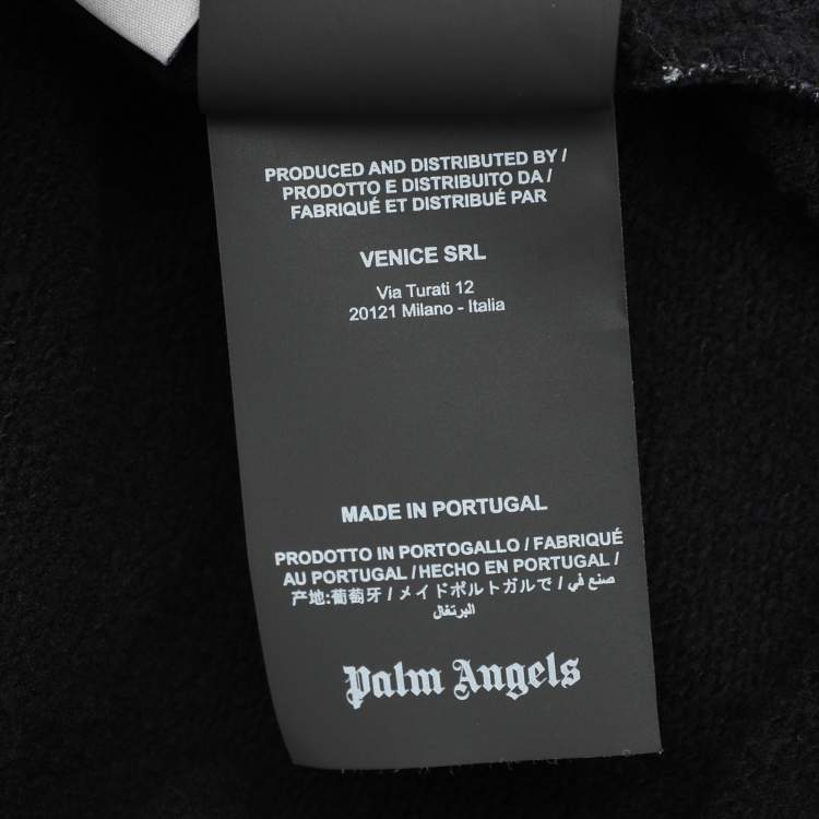 Pre Owned Palm Angels Black Cotton Knit Star Sprayed Logo Hoodie S