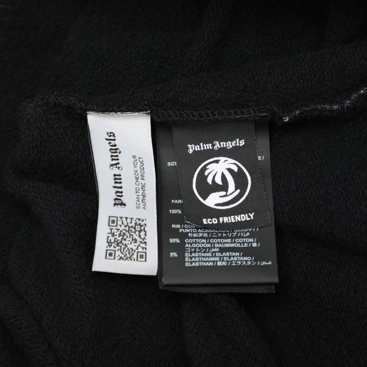 Pre Owned Palm Angels Black Cotton Knit Star Sprayed Logo Hoodie S