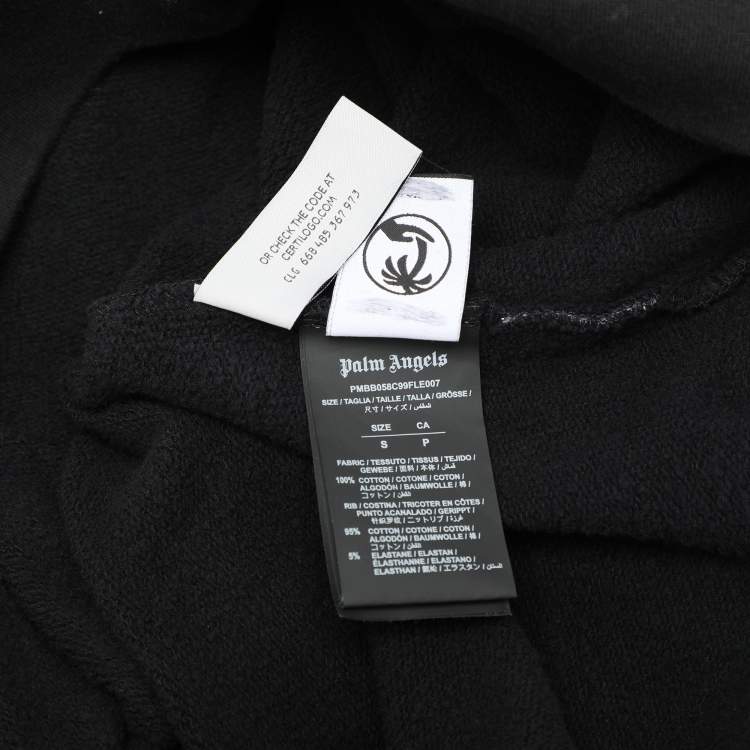 Pre Owned Palm Angels Black Cotton Knit Star Sprayed Logo Hoodie S