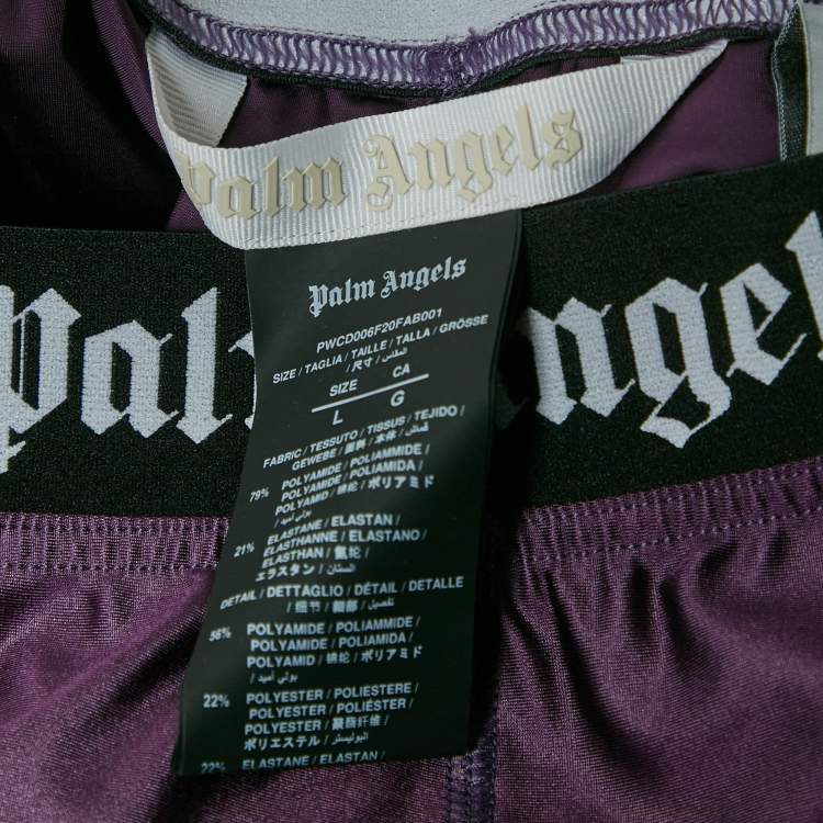 Pre Owned Palm Angels Purple Logo Waistband Jersey Track Leggings L
