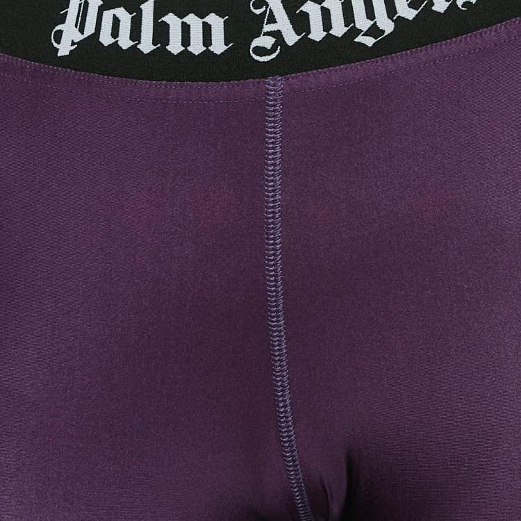 Pre Owned Palm Angels Purple Logo Waistband Jersey Track Leggings L