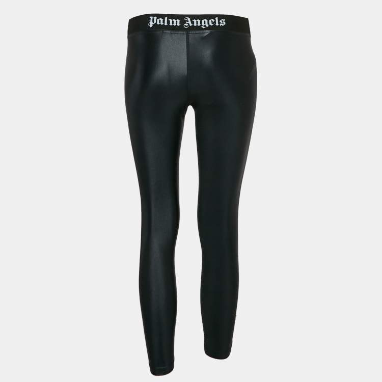Pre Owned Palm Angels Black Logo Waistband Jersey Track Leggings L