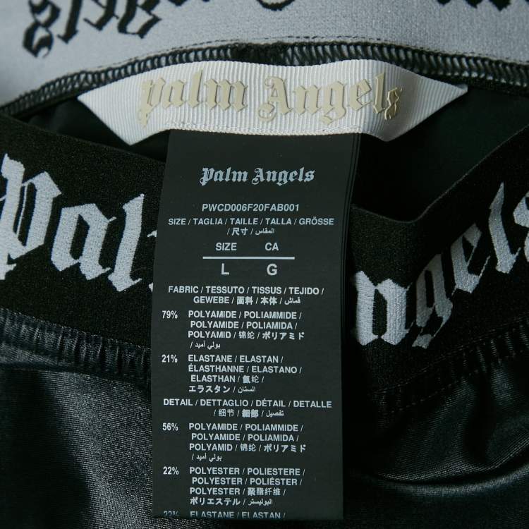Pre Owned Palm Angels Black Logo Waistband Jersey Track Leggings L
