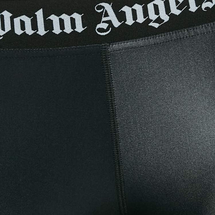 Pre Owned Palm Angels Black Logo Waistband Jersey Track Leggings L