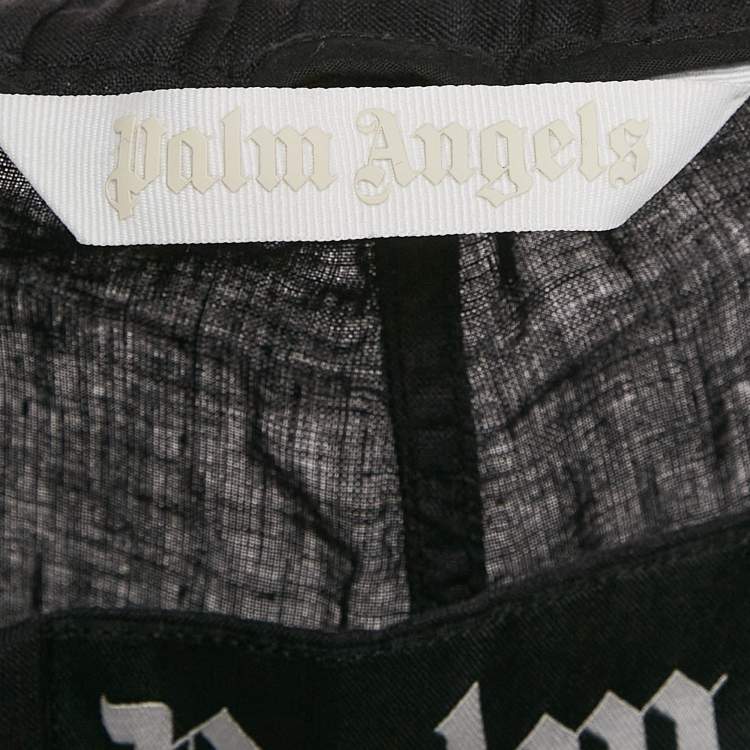 Pre Owned Palm Angels Black Linen Contrast Trimmed Shorts M