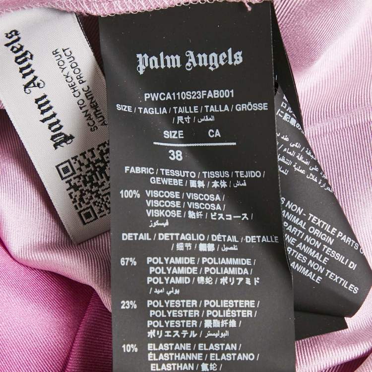 مملوكة مسبقًا Palm Angels Pink Printed Satin Logo Waist Detail Trousers S