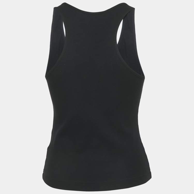 Pre Owned Palm Angels Black Logo Print Rib Knit Tank Top XS