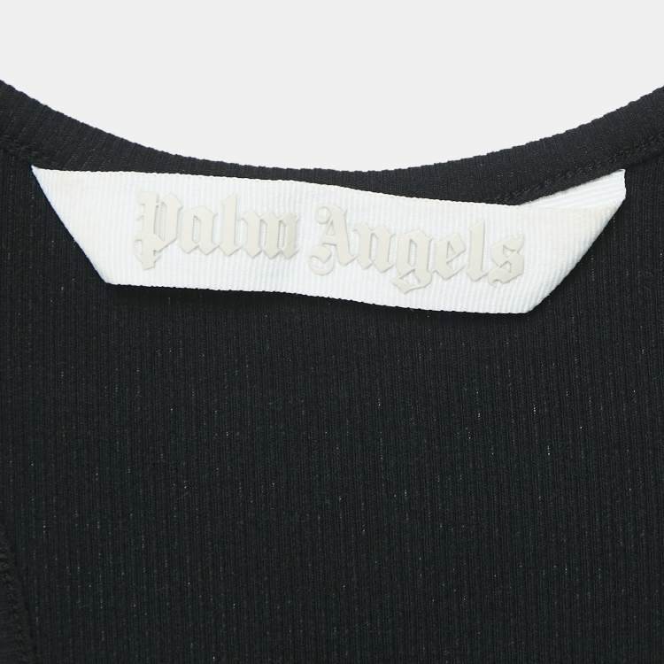 Pre Owned Palm Angels Black Logo Print Rib Knit Tank Top XS