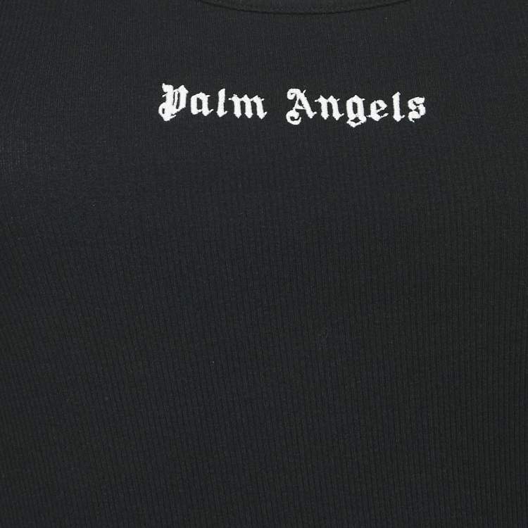 Pre Owned Palm Angels Black Logo Print Rib Knit Tank Top XS