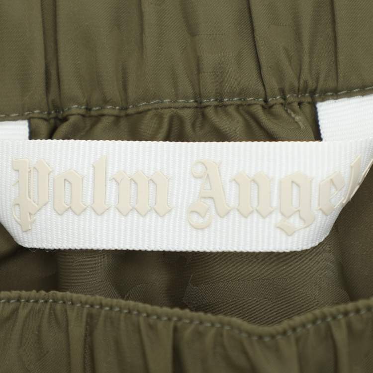 Pre Owned Palm Angels Green Nylon Striped Cargo Midi Skirt L