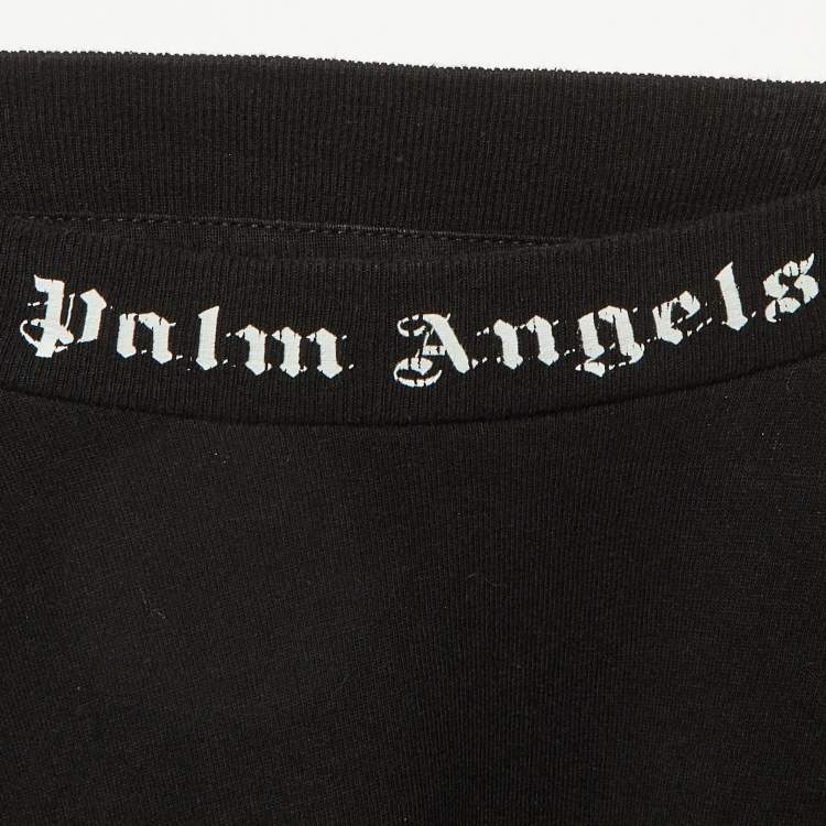 Pre Owned Palm Angels Black Logo Print Cotton Crew Neck Oversized T-Shirt M
