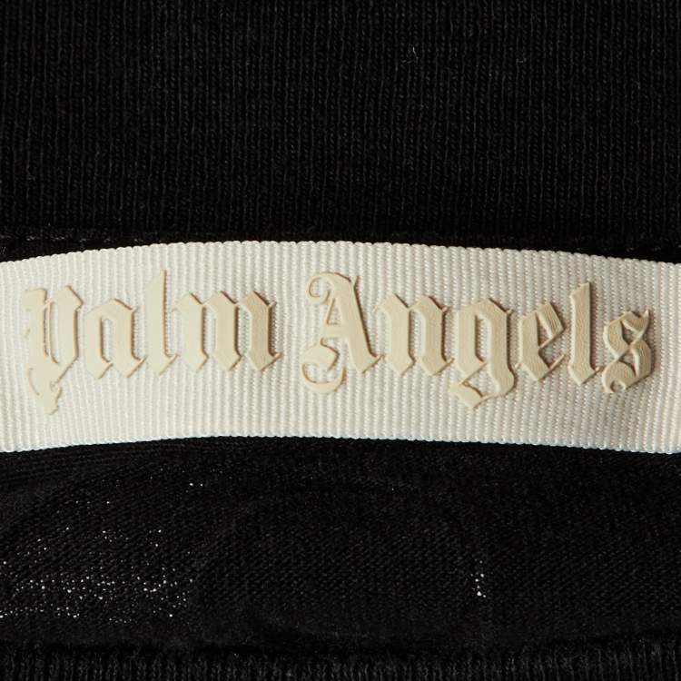 Pre Owned Palm Angels Black Logo Print Cotton Crew Neck Oversized T-Shirt M