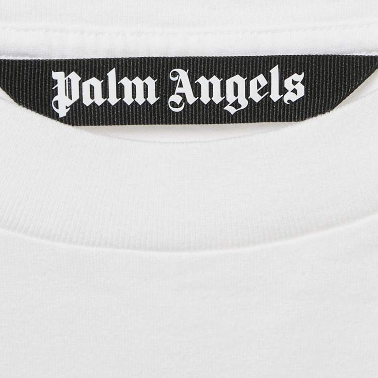 Pre Owned Palm Angels White Printed Jersey Crewneck T-Shirt S