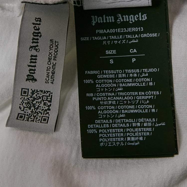 Pre Owned Palm Angels White Printed Jersey Crewneck T-Shirt S