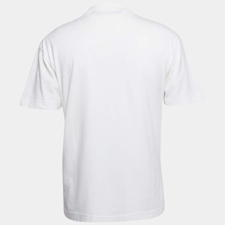 Pre Owned Palm Angels White Printed Jersey Crewneck T-Shirt S