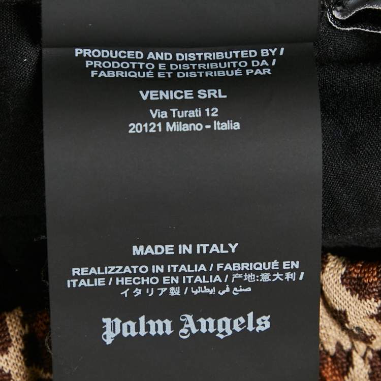 Pre Owned Palm Angels Brown Leopard Print Knit Contrast Tape Trimmed Trackpants M