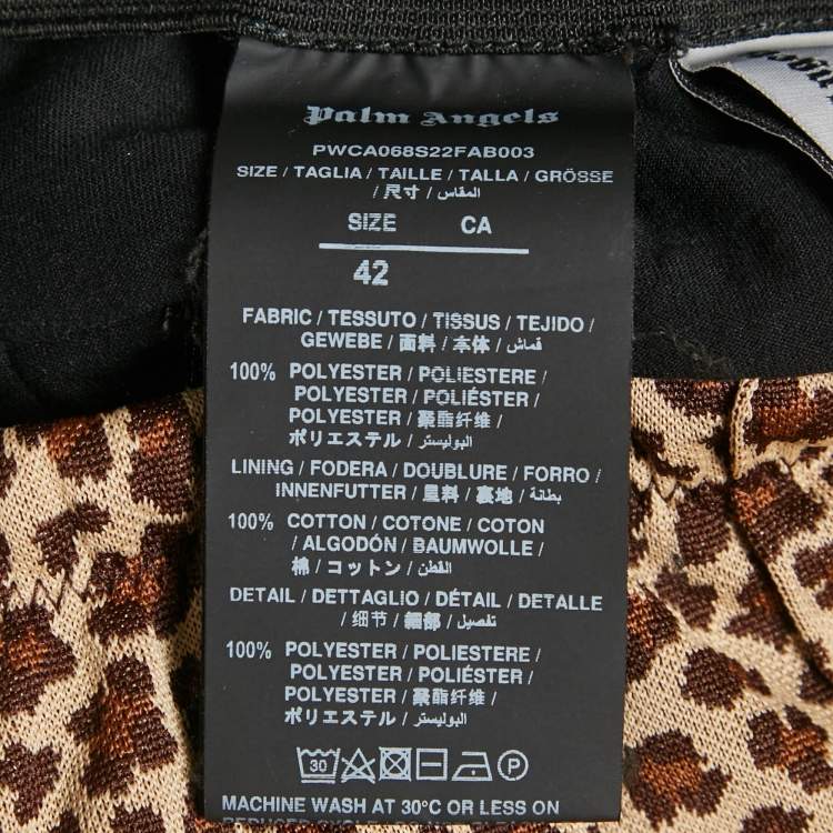 Pre Owned Palm Angels Brown Leopard Print Knit Contrast Tape Trimmed Trackpants M