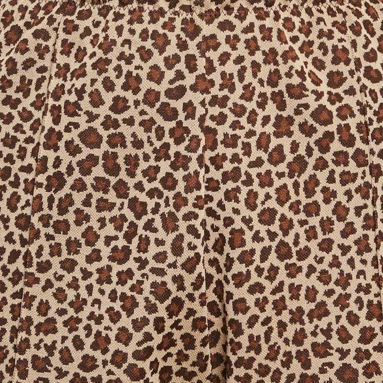 Pre Owned Palm Angels Brown Leopard Print Knit Contrast Tape Trimmed Trackpants M