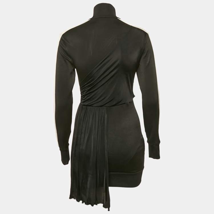 Pre Owned Palm Angels Black Jersey Draped Track-Style Dress S