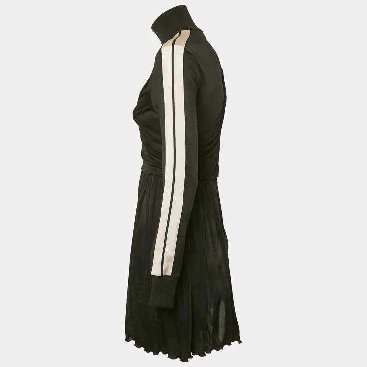 Pre Owned Palm Angels Black Jersey Draped Track-Style Dress S
