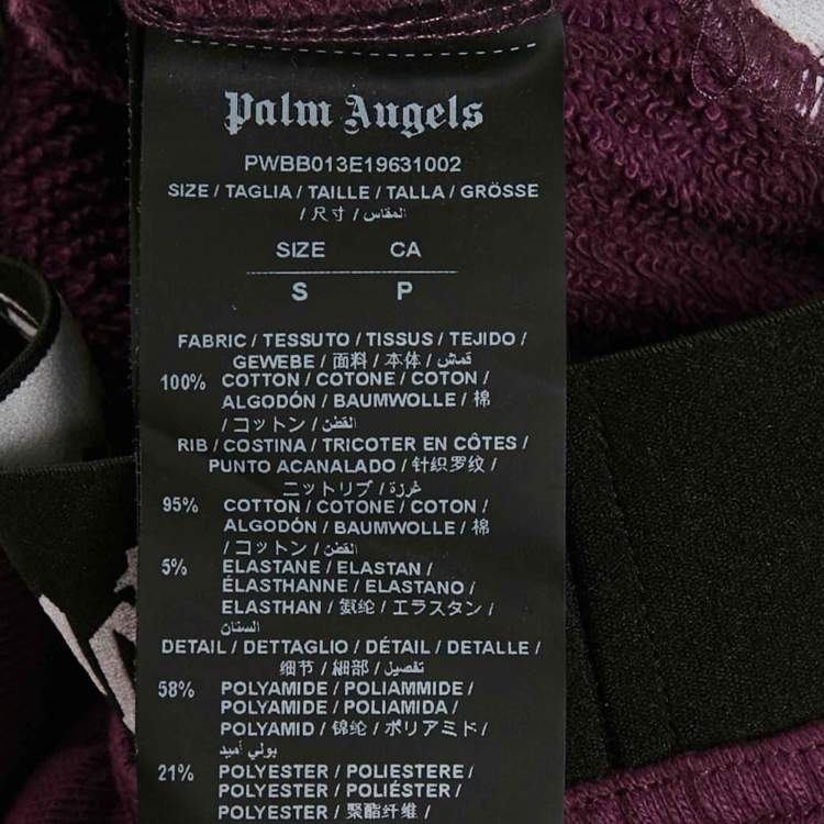 Pre Owned Palm Angels Purple Logo Printed Cotton Knit Hooded Sweatshirt S