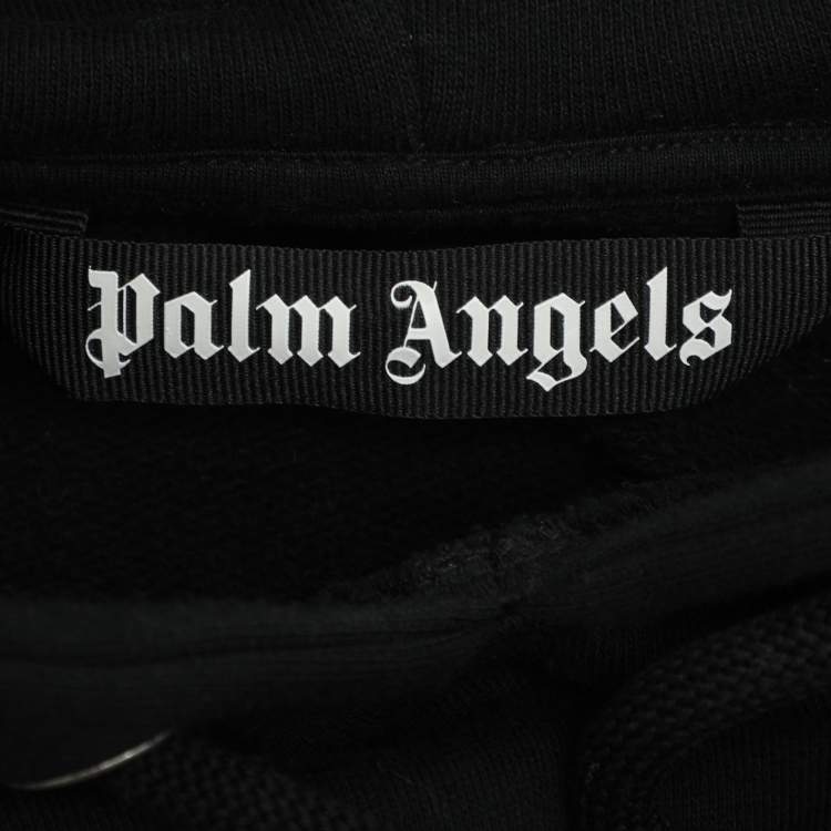 Pre Owned Palm Angels Black Cotton Knit Sprayed Logo Hoodie XXS