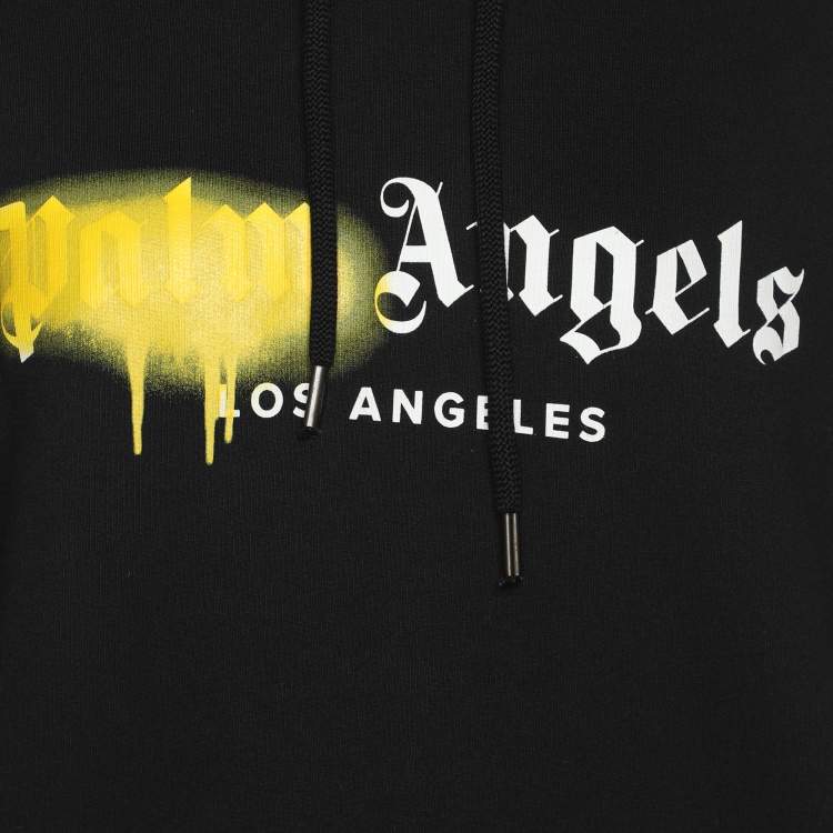 Pre Owned Palm Angels Black Cotton Knit Sprayed Logo Hoodie XXS