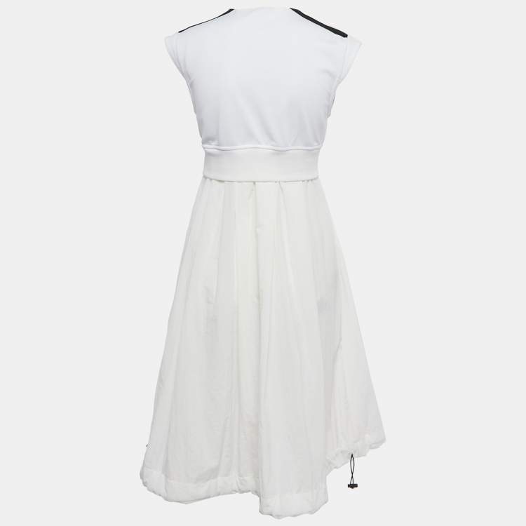 Pre Owned Palm Angels White Logo Print Jersey and Nylon Midi Dress S
