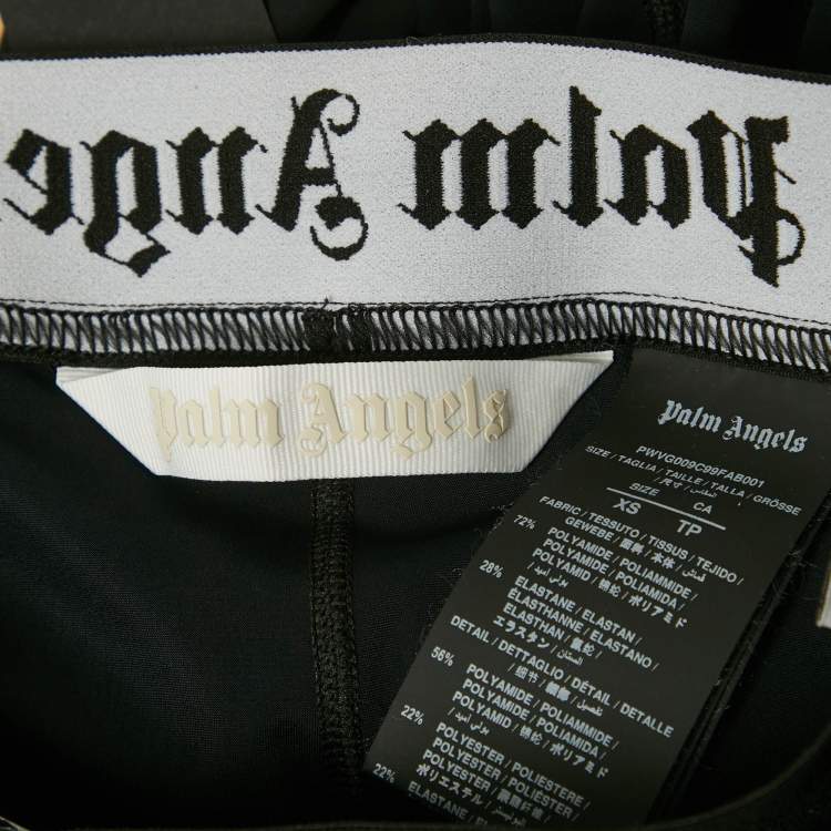 Pre Owned Palm Angels Black Nylon Jersey Logo Detail Sports Bra and Leggings Set XS