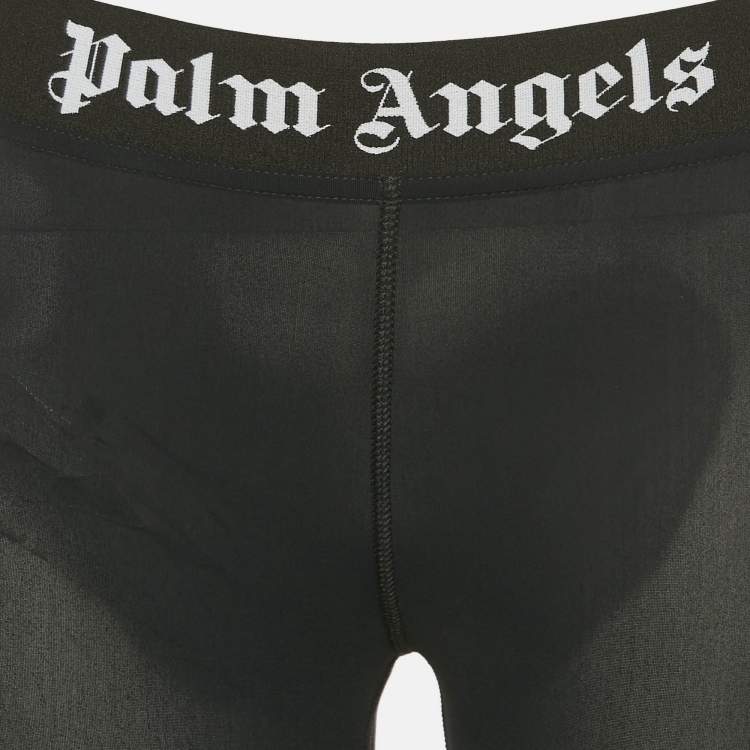 Pre Owned Palm Angels Black Nylon Jersey Logo Detail Sports Bra and Leggings Set XS