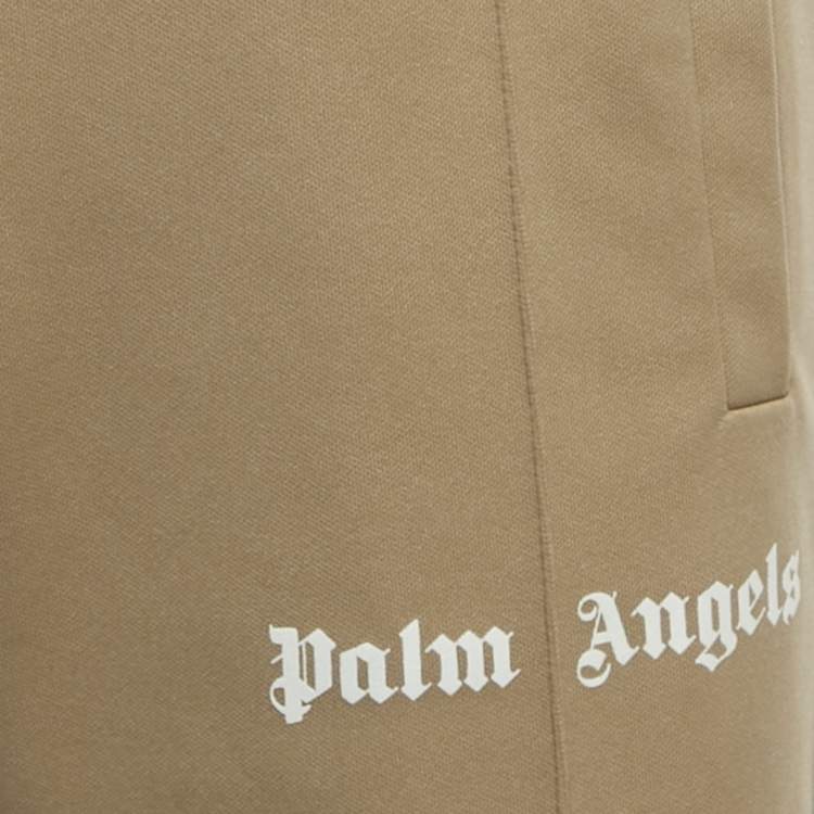Pre Owned Palm Angels Beige Logo Print Jersey Track Pants S