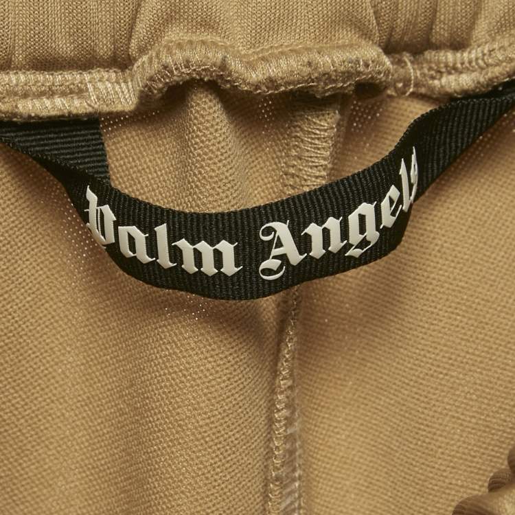 Pre Owned Palm Angels Beige Logo Print Jersey Track Pants S