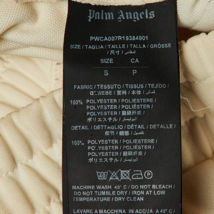 Pre Owned Palm Angels Cream Logo Print Jersey Flared Track Pants S