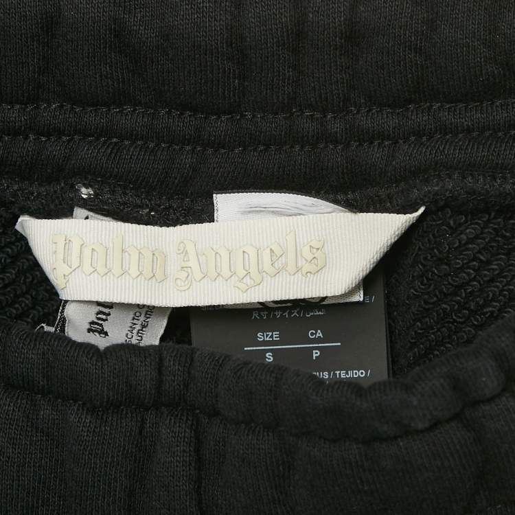 Pre Owned Palm Angels Black Logo Print Cotton Jogger Pants S