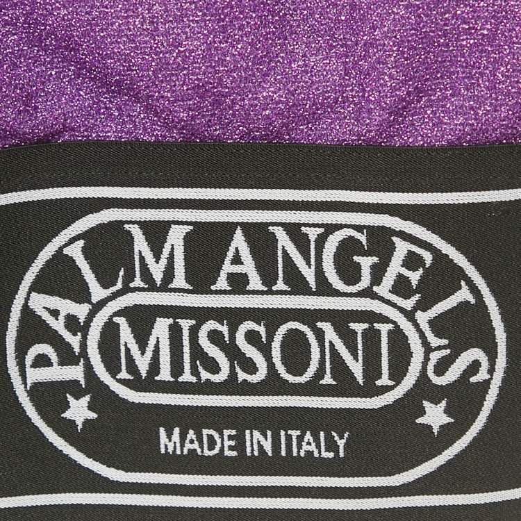 Pre Owned Palm Angels X Missoni Purple Lurex Knit Logo Band Cropped Top S